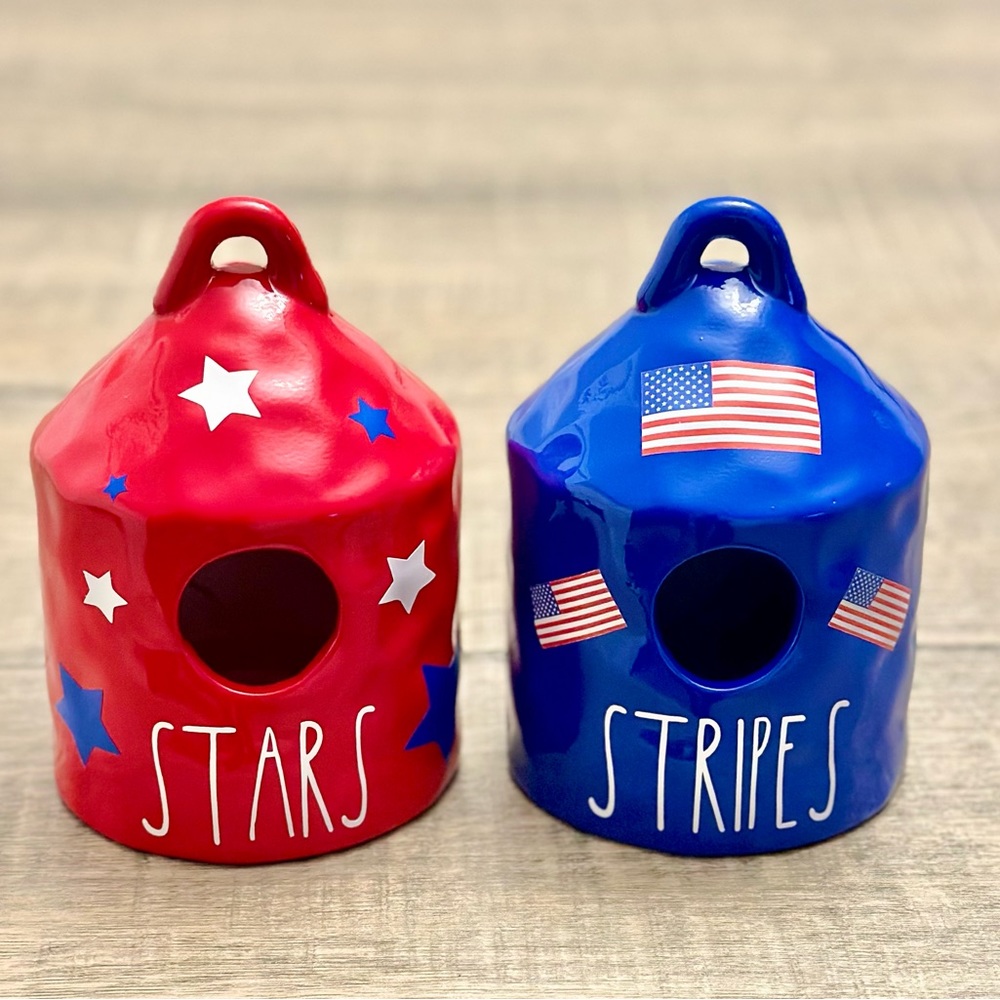 Mini Round Stars & Stripes Birdhouses New